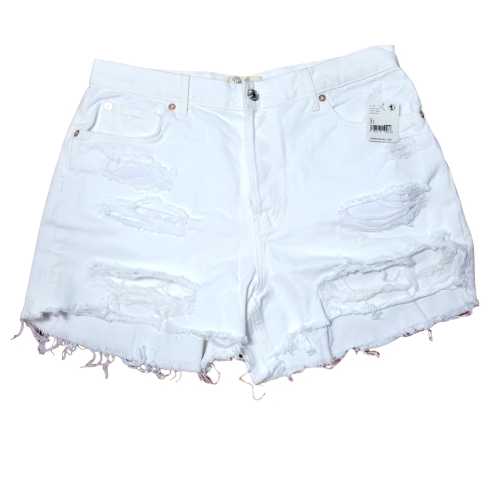 Free People We the Free Maggie Mid Rise White Shorts sz 31 - Picture 5 of 6